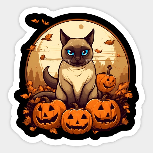 Siamese Cat Halloween, Cat Lover Sticker by logiamerch